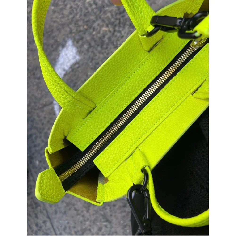 Ampersand As‎ Apostrophe Neon Yellow Micro Tote Leather NWT - Picture 3 of 7